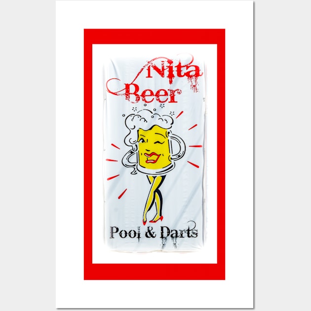 Nita Beer Sign with White Frame Wall Art by Debra Martz